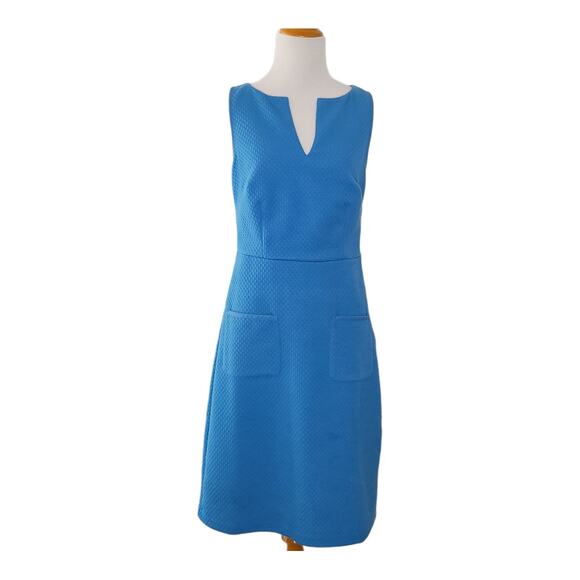 Boden Quilted Sheath Dress Blue Sleeveless Retro Wh895 Women 6L - Picture 2 of 15